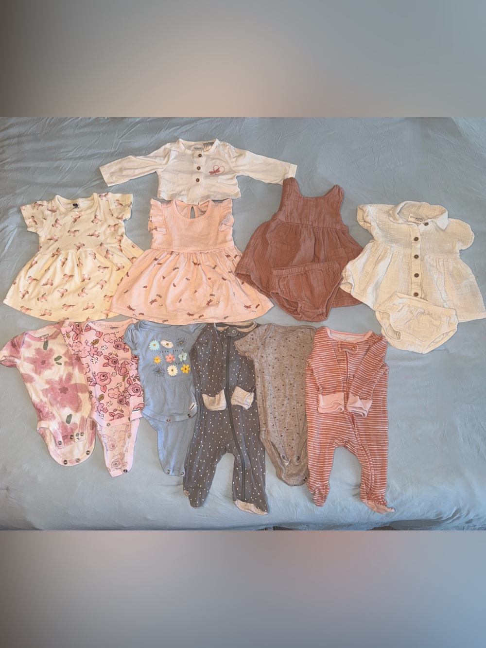 0-3M Baby Girl Clothes Bundle 13pc Carter’s Sleepers and Little Planet Dress